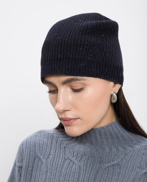 Peserico Blue hat with wool and silk with lurex S36148F0709095
