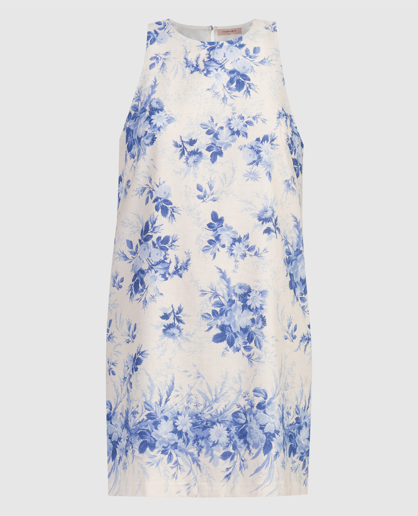 

Beige mini dress with linen in a floral print Twinset