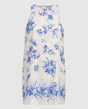 Twinset Beige mini dress with linen in a floral print 241TT2424
