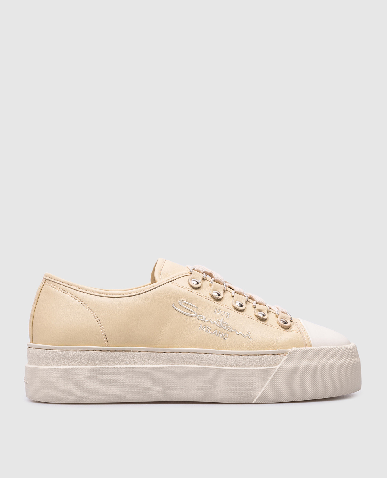 Yellow leather sneakers santoni