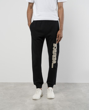 Versace Black joggers with textured logo print 10162821A11444