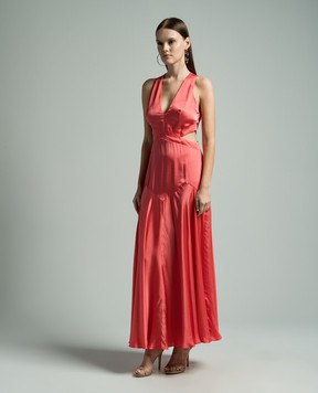 Twinset Pink maxi dress with cutouts 241TT2160