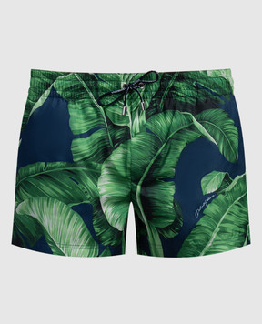 Dolce&Gabbana Blue banana tree print swimming shorts M4A06TISMF5