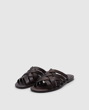 Brunello Cucinelli Brown leather flip-flops MZUELBM326