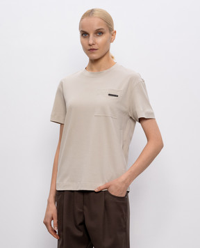 Brunello Cucinelli Beige T-shirt with monil chain MPT81EC710