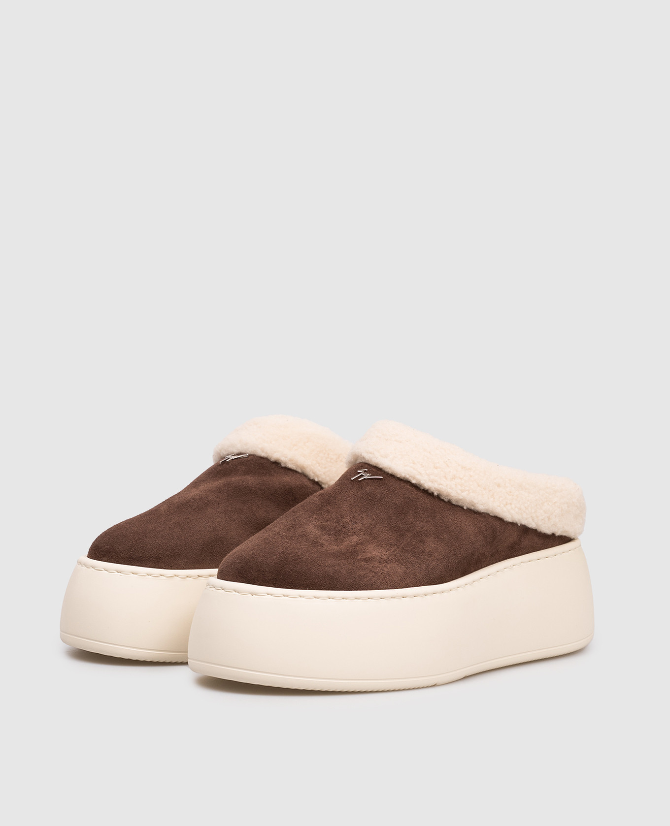 

Alma brown suede clogs with fur Giuseppe Zanotti
