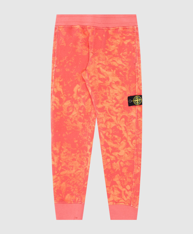 Kids' red joggers with logo patch stone island