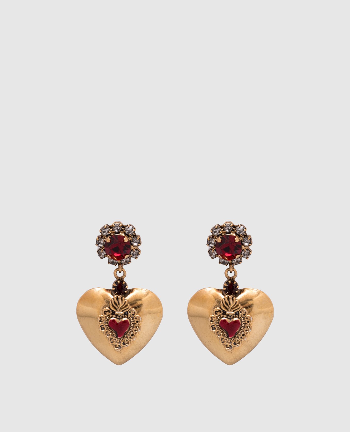 

Gold-tone heart-shaped earrings with crystals CelesteG, Golden