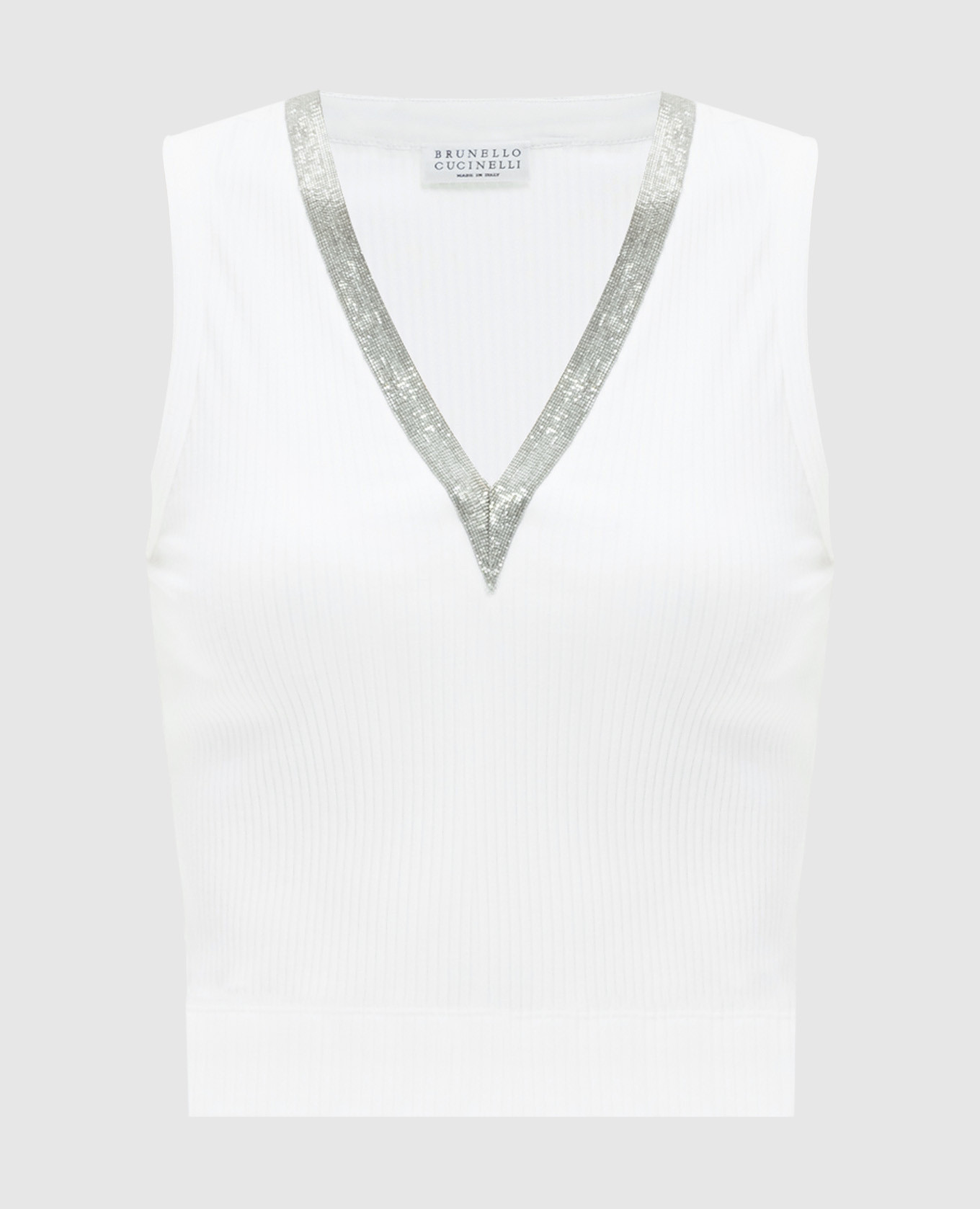 

White ribbed top with monil chain Brunello Cucinelli