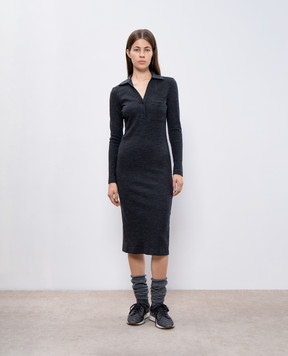 Peserico Gray melange polo dress with wool and sequins S02312J0R107551