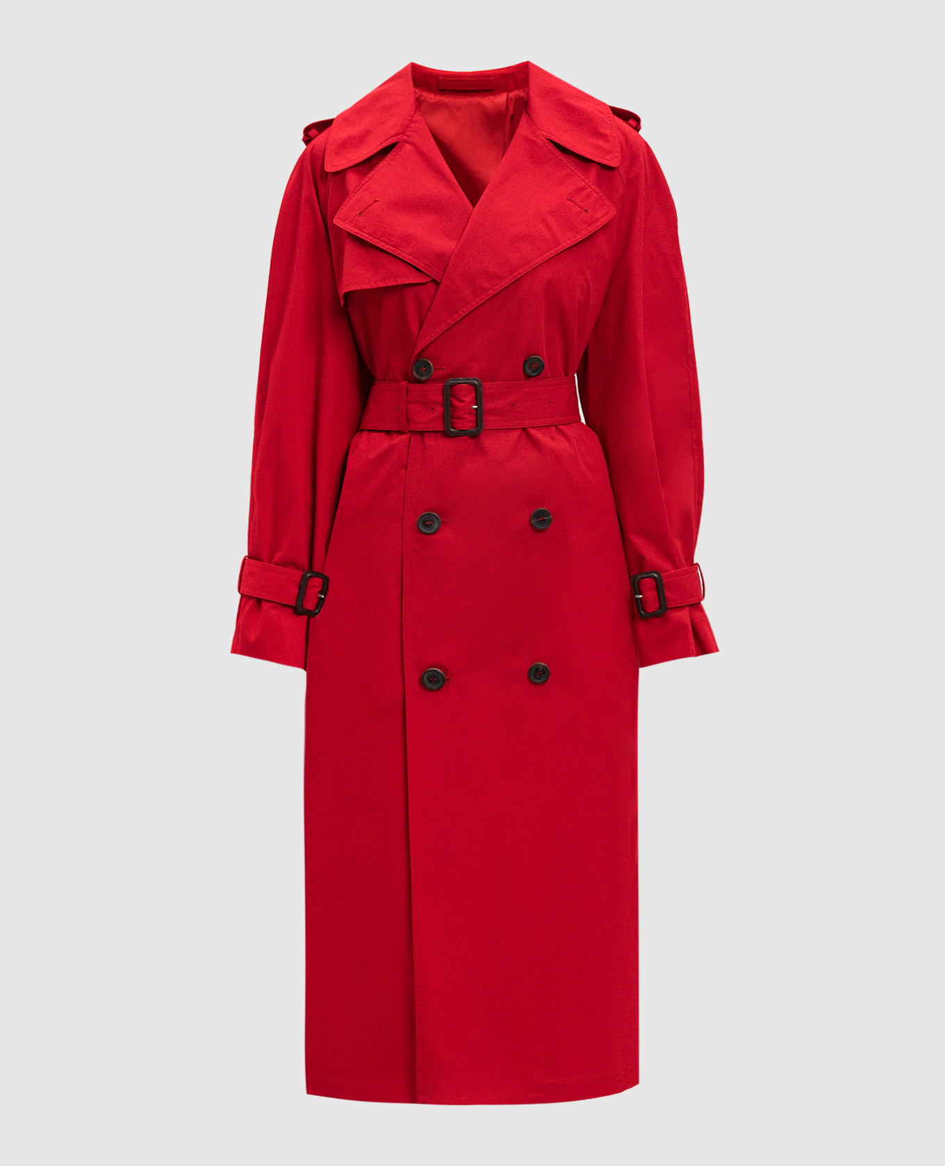 

Red double-breasted trench coat WARDROBE.NYC