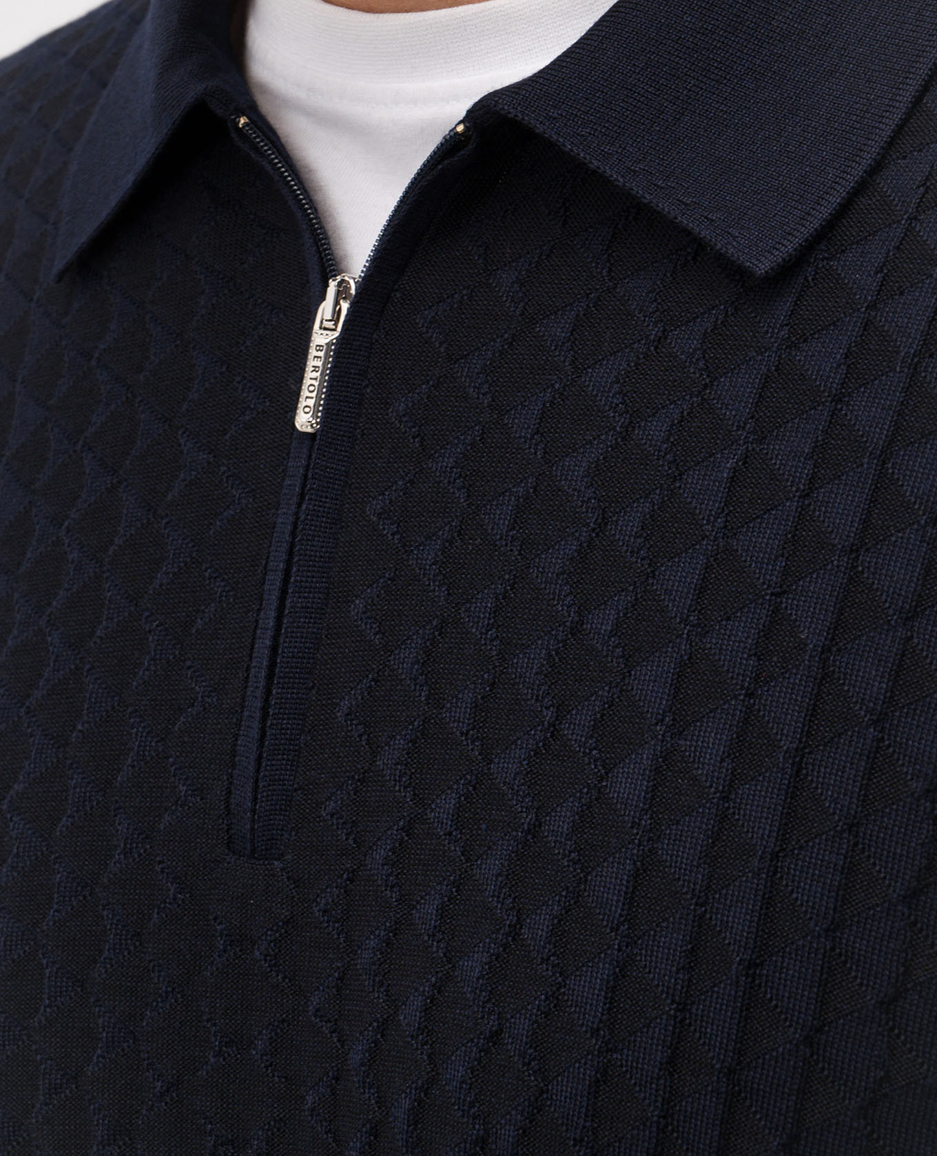 

Blue wool and silk patterned polo shirt Bertolo Cashmere