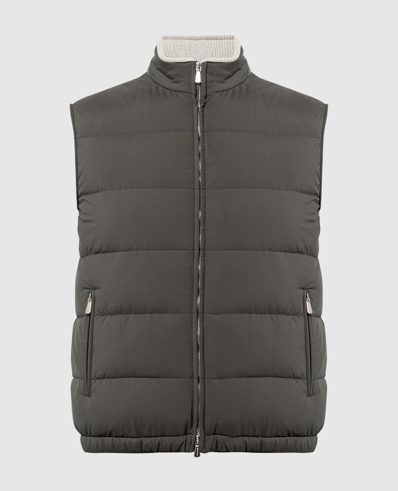 

Gray down vest with logo embroidery Enrico Mandelli, Grey