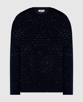 Peserico Blue wool sweater with sequins A99314F0509285