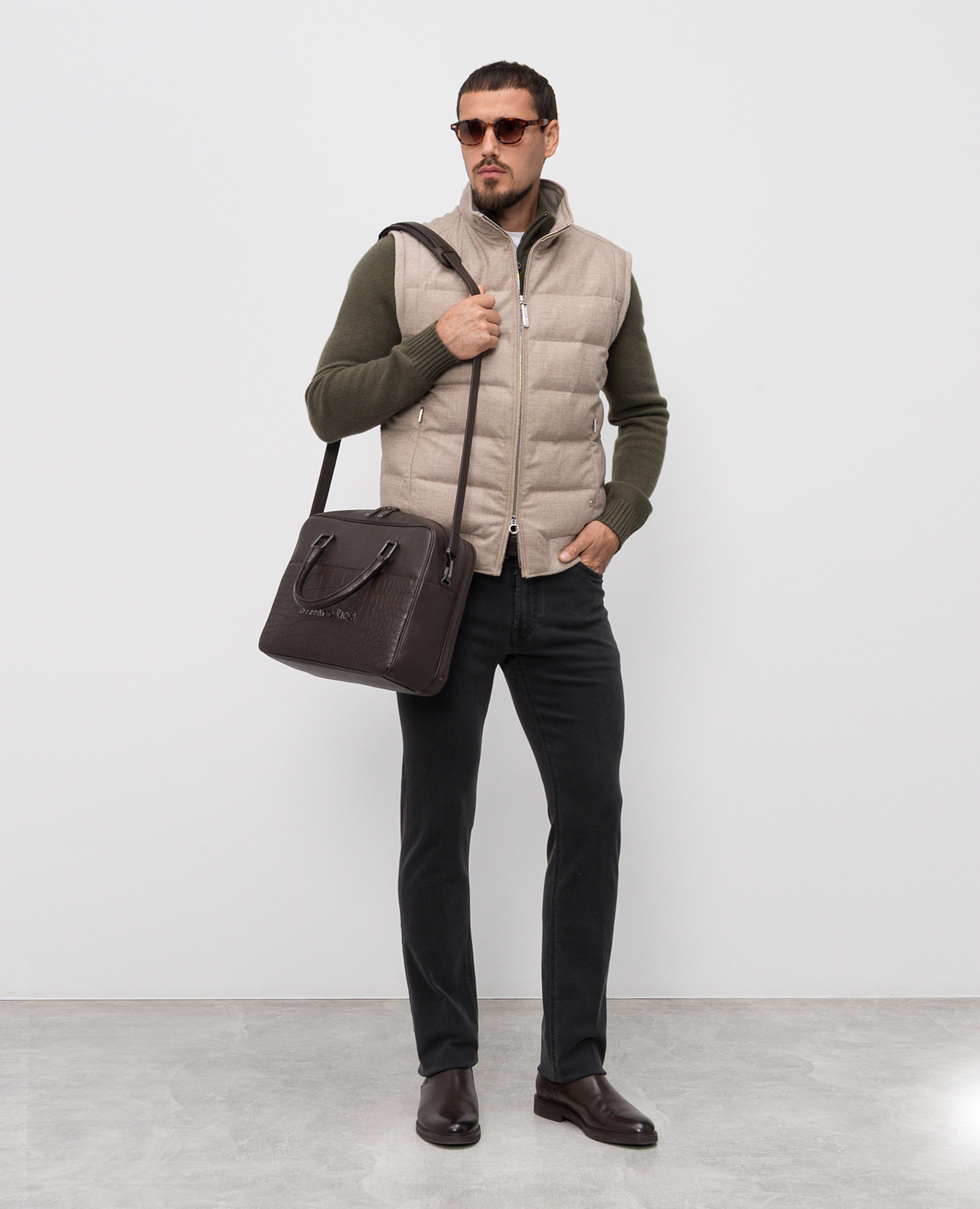 

Beige wool and cashmere down vest Stefano Ricci