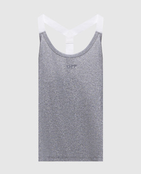 Off-White Gray ribbed top with lurex OWAD25SS25JER002