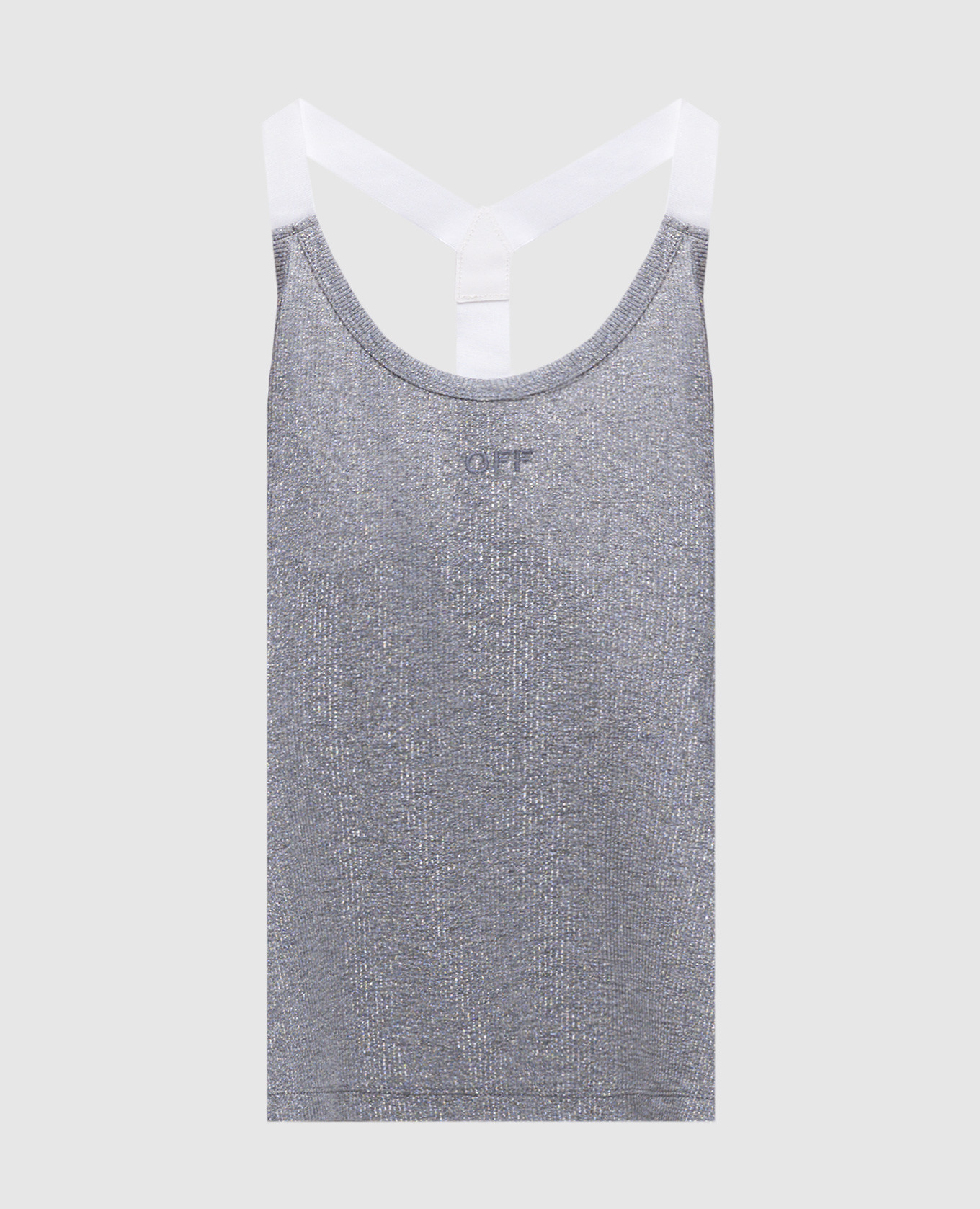 Gray ribbed top with lurex Off-White
