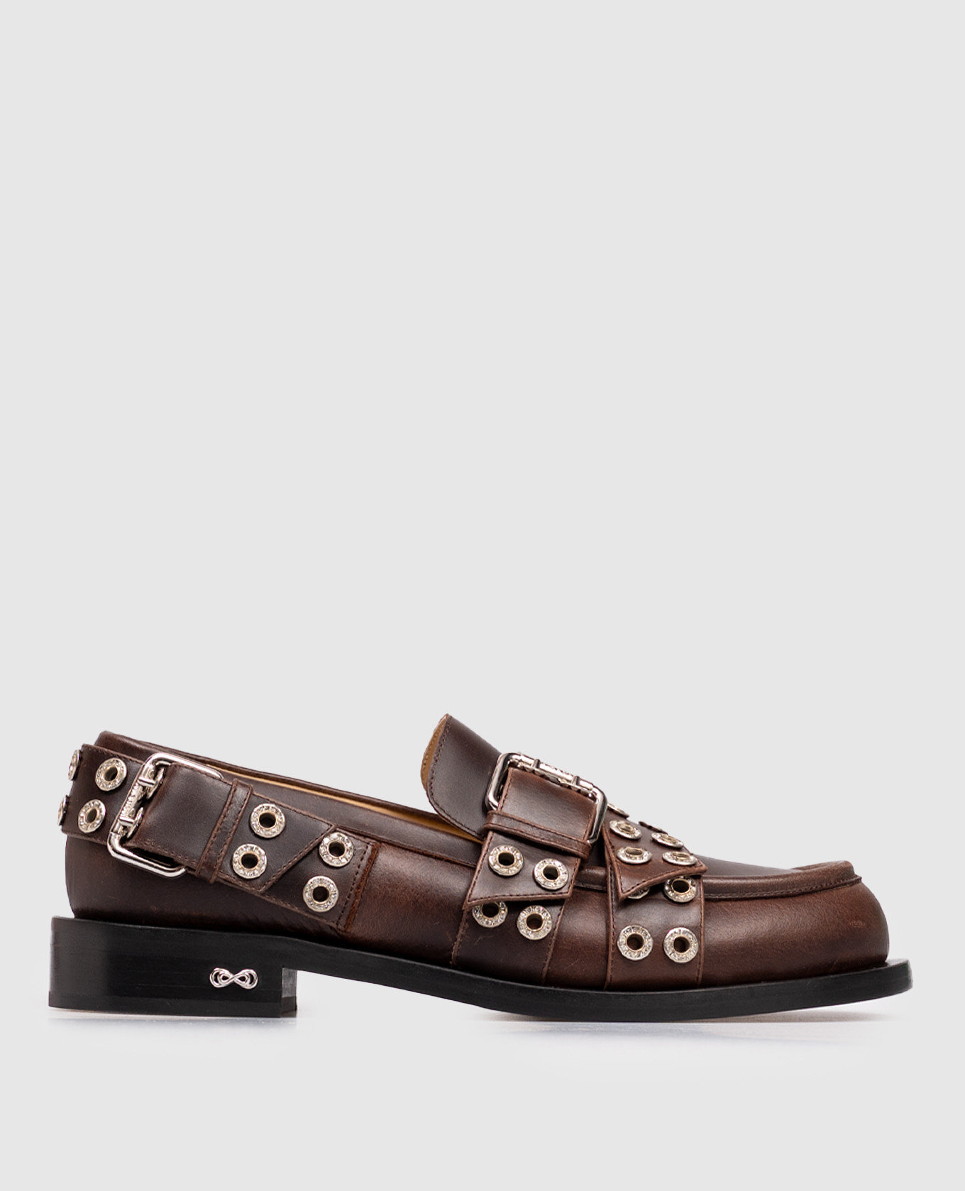 

Brown leather loafers with vintage effect and straps Mach&Mach