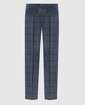 ISAIA Blue check wool and cashmere pants 0073158333K