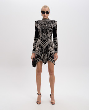 Balmain Black velvet dress with crystals 143952