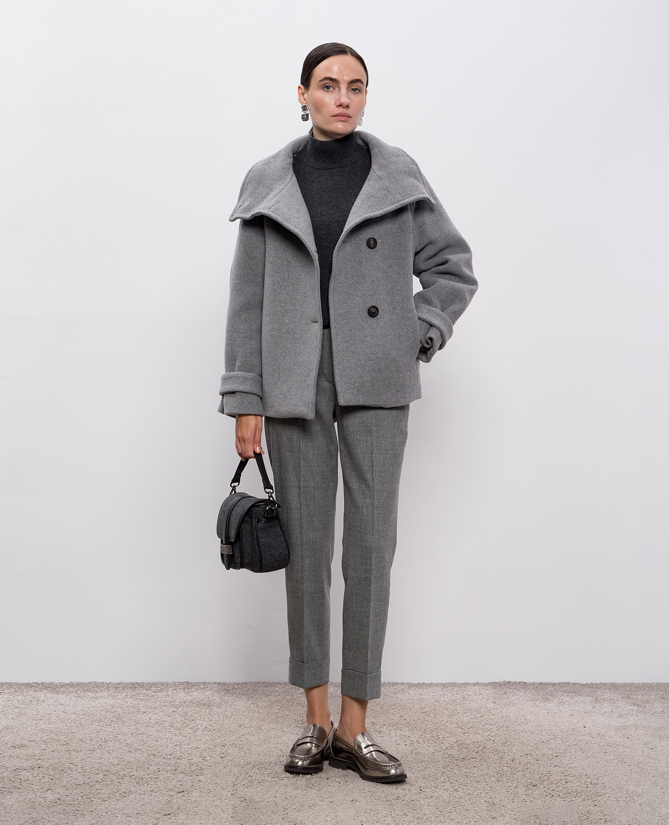 

Wool, silk and cashmere sweater with monil chain Peserico, Grey