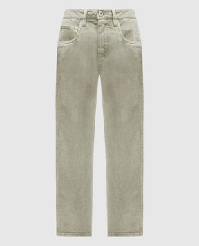 Brunello Cucinelli Green jeans with logo patch MB030P5847