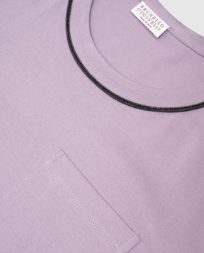 Brunello Cucinelli Children's purple T-shirt with monil chain B0T81T439B