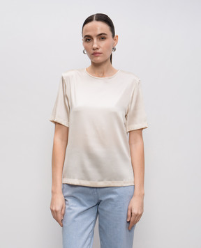 Peserico Beige silk top with monil chain S0676002372