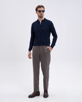 Enrico Mandelli Blue wool polo shirt 2K036A5422