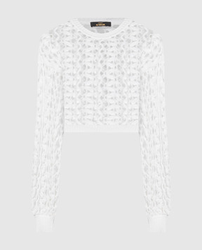Twinset White cropped openwork jumper 241AT3050