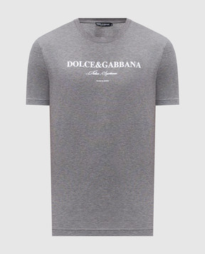Dolce&Gabbana Grey T-shirt with logo print G8RN8TG7O9Y