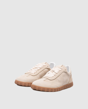 Ami Paris Beige suede sneakers SN433 with logo USN433872