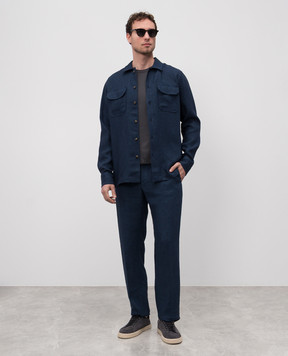 CAPOBIANCO Blue linen shirt 18M501LL00
