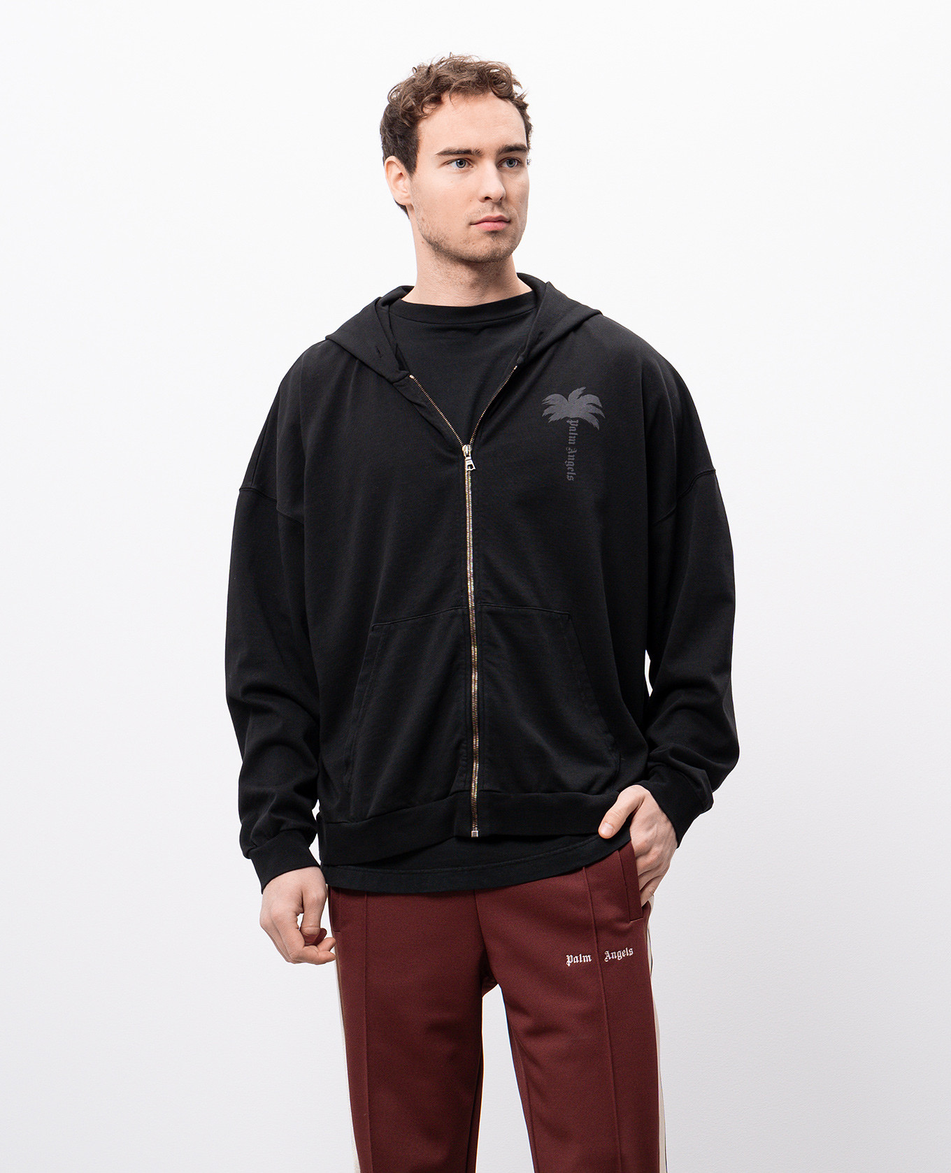 Black sports jacket with print Palm Angels 3