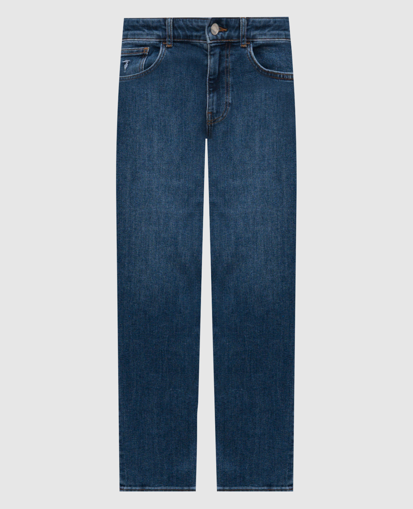 Blue jeans with embroidered emblem Trussardi