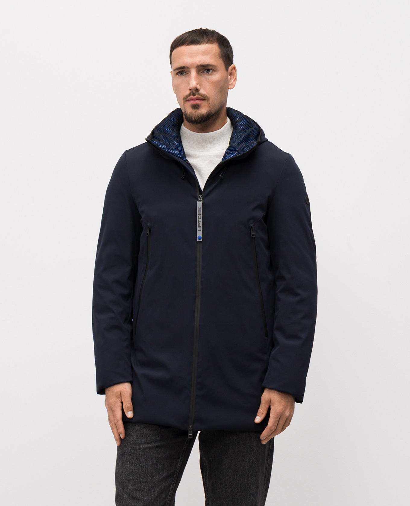 

Blue jacket with logo UP TO BE