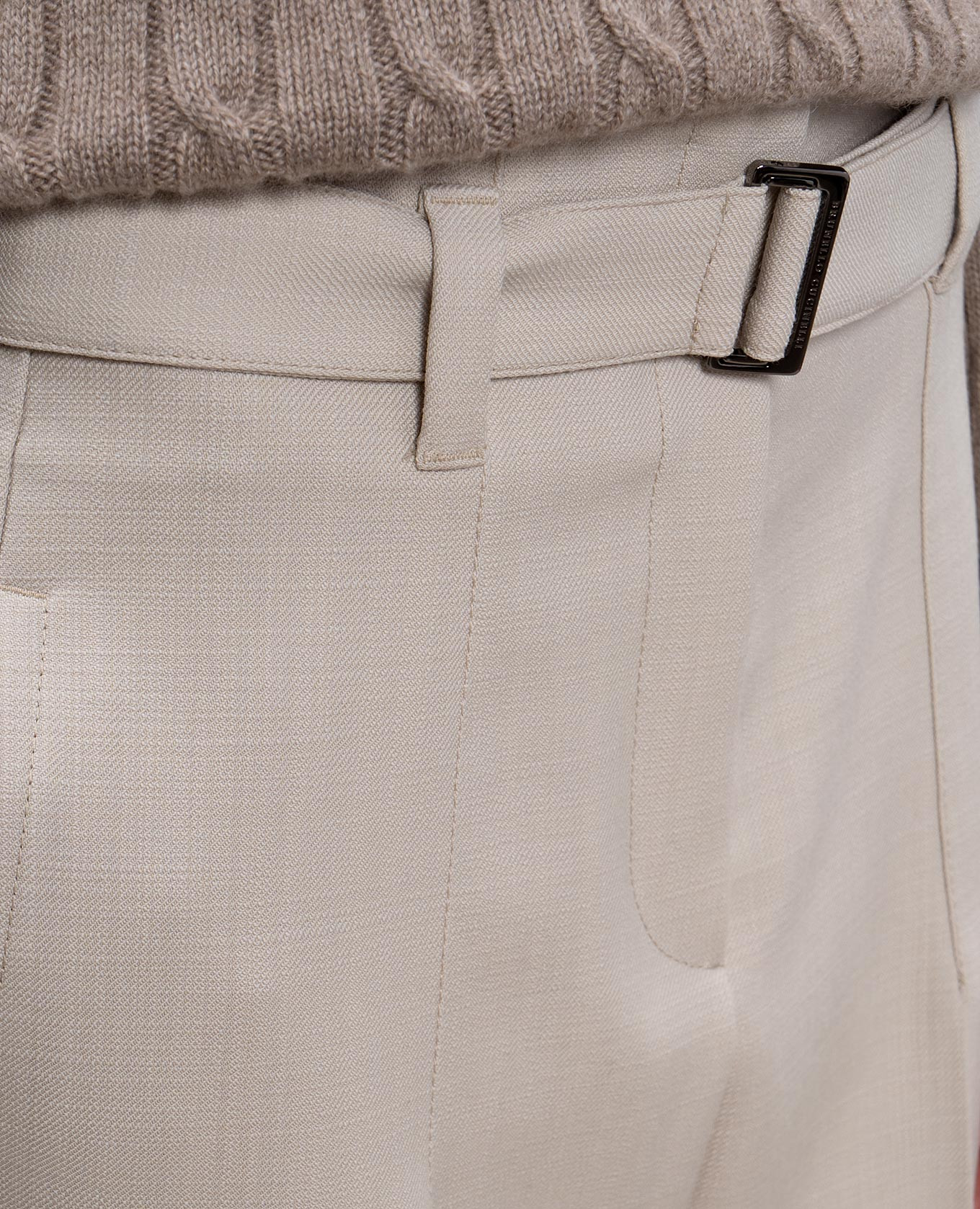 Beige wool trousers with a monil chain Brunello Cucinelli 5