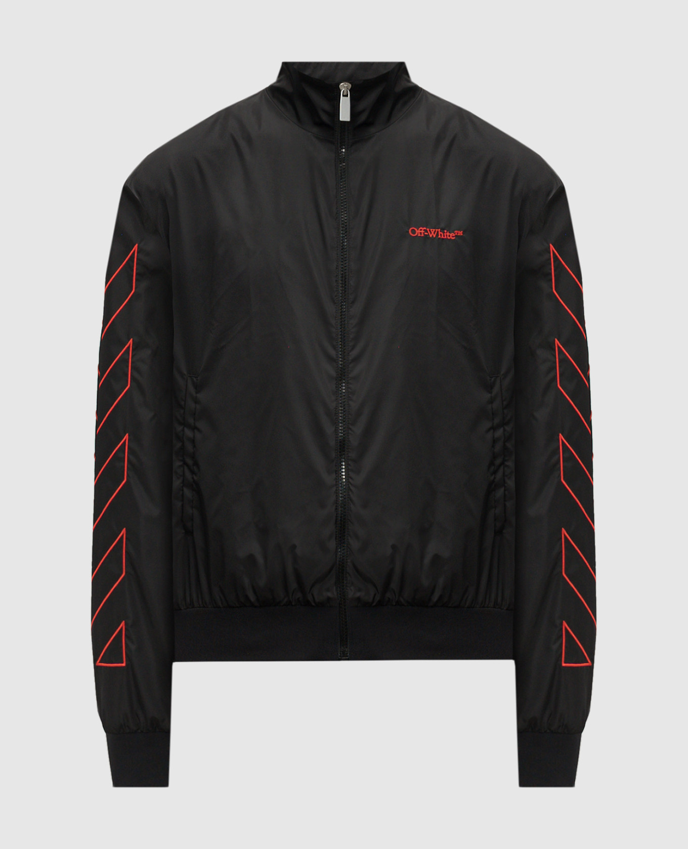 Off-White Black sports jacket with logo embroidery