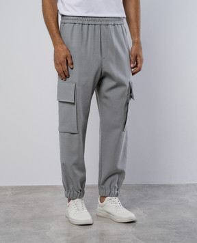 Balmain Gray joggers with wool DH1PO095VD59