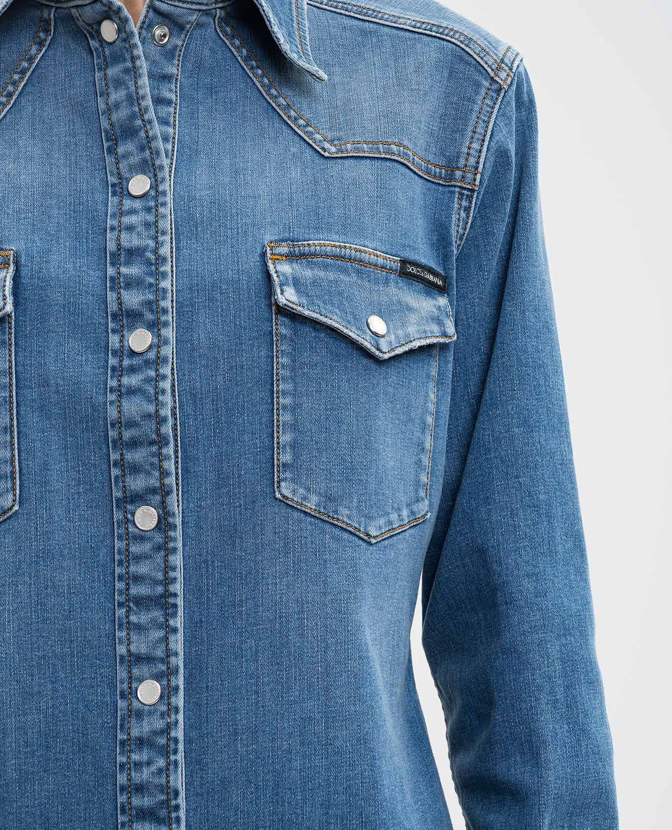

Blue denim shirt with logo patch Dolce&Gabbana