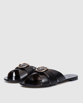 Giuseppe Zanotti Anuvorock Black Leather Slides E500034