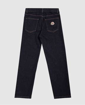 Moncler ENFANT Kids' blue jeans with logo patch K29542A000035974Q