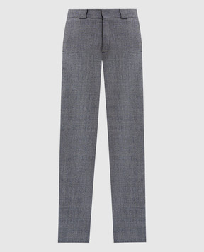 Vetements Grey wool checked trousers with logo patch WH76TP300GC