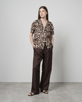Asceno PRAGUE brown printed silk blouse T022F04C391