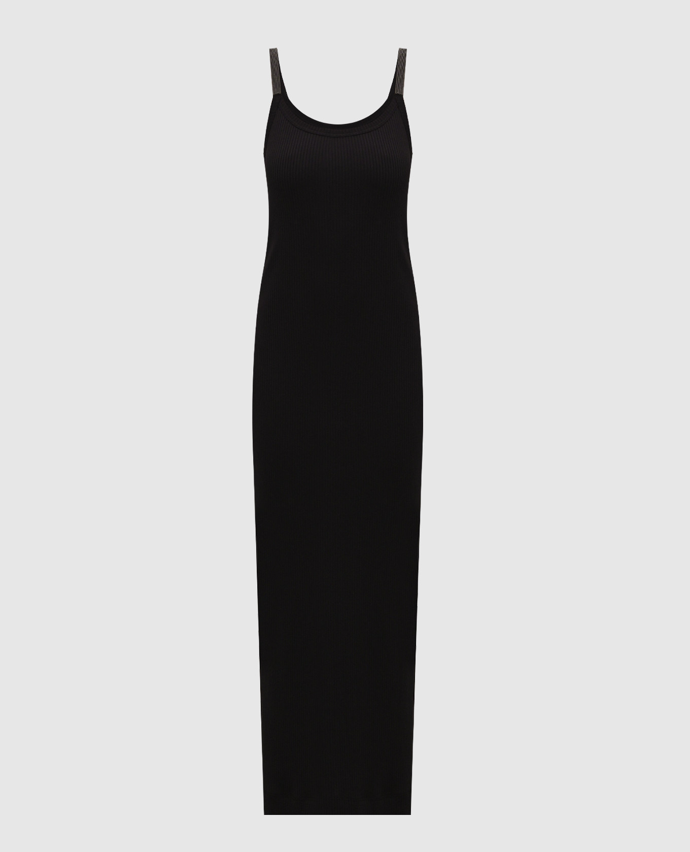

Black ribbed dress with monil chain Brunello Cucinelli