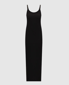 Brunello Cucinelli Black ribbed dress with monil chain ML171AHE21
