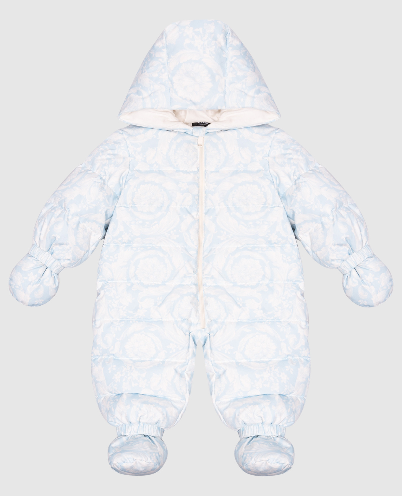 

Children's blue down jumpsuit with Barocco print Versace, Light blue