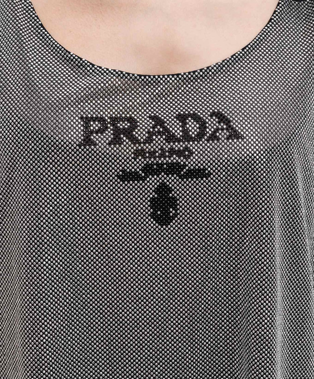 prada silver dress Prada Embroidered Sequin Dress, Woman, Silver, Size 46
