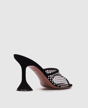 Amina Muaddi Lupita black suede mules with crystals 14S363775LUP