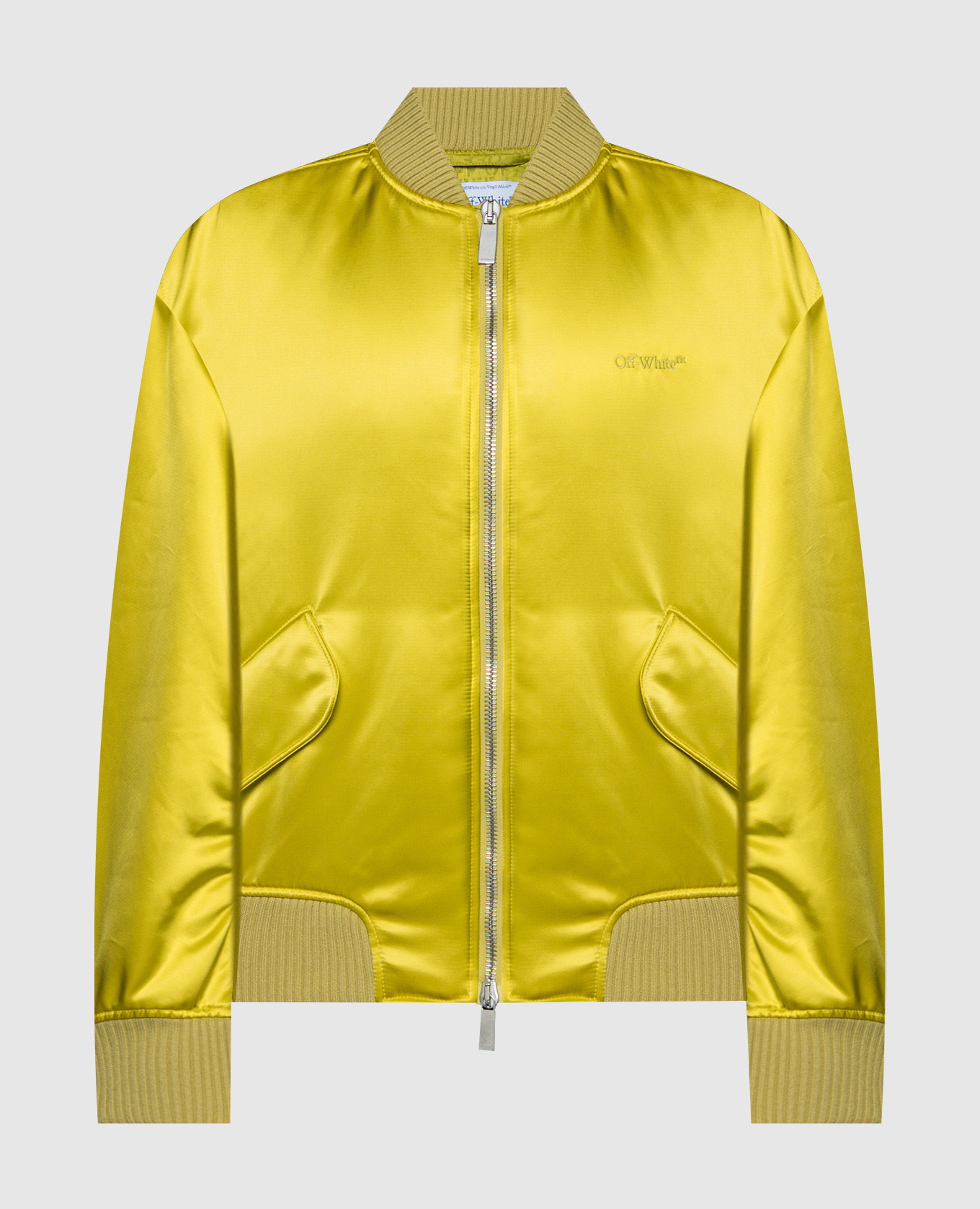 Yellow bomber jacket with logo embroidery off-white